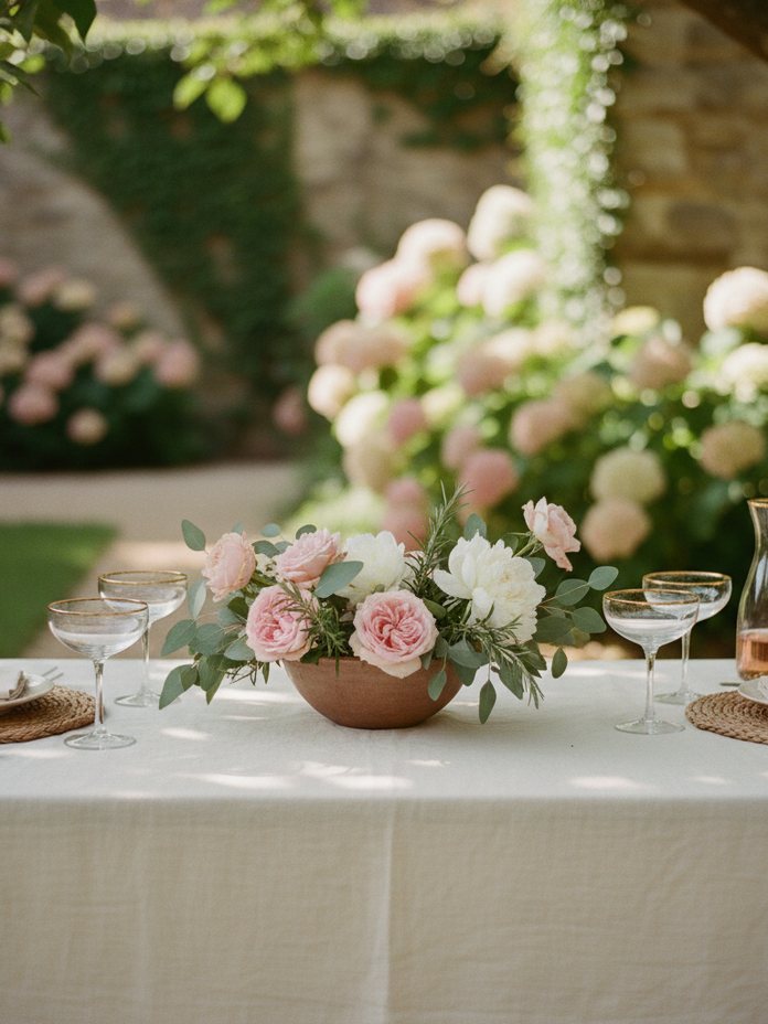 An outdoor table set for a small gathering